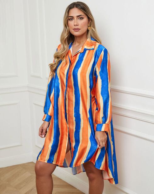 Robe Antsi imprimé orange/bleu
