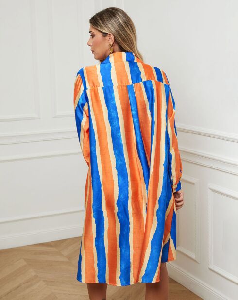 Robe Antsi imprimé orange/bleu