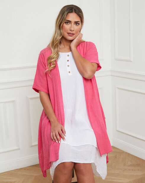 Ensemble Robe & Cardigan en Lin mélangé Ebys fushia