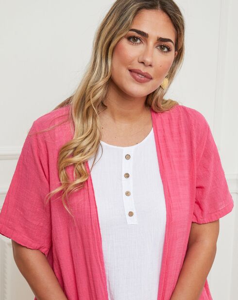Ensemble Robe & Cardigan en Lin mélangé Ebys fushia
