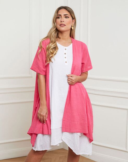 Ensemble Robe & Cardigan en Lin mélangé Ebys fushia