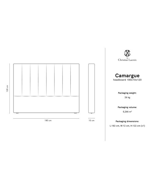Tête de lit Camargue velours beige clair - 180x120 cm