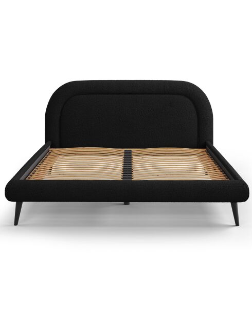 Cadre avec tête de lit Maia velours bouclé noir - 140x200 cm