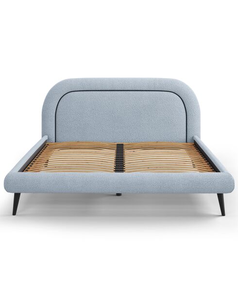Cadre avec tête de lit Maia velours bouclé bleu clair - 140x200 cm