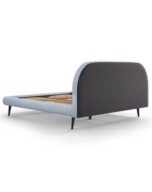 Cadre avec tête de lit Maia velours bouclé bleu clair - 140x200 cm
