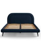 Cadre avec tête de lit Maia velours bouclé bleu foncé - 140x200 cm