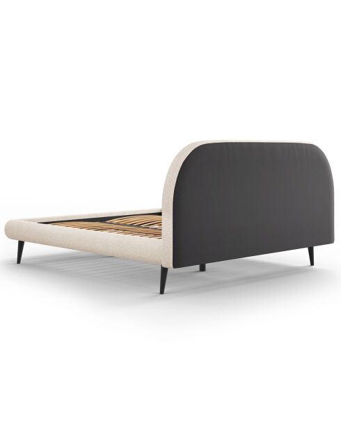 Cadre avec tête de lit Maia velours bouclé beige - 160x200 cm