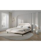 Cadre avec tête de lit Maia velours bouclé beige - 160x200 cm