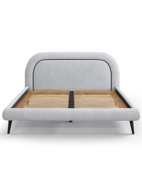 Cadre avec tête de lit Maia velours bouclé gris clair - 160x200 cm