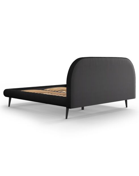 Cadre avec tête de lit Maia velours bouclé noir - 160x200 cm