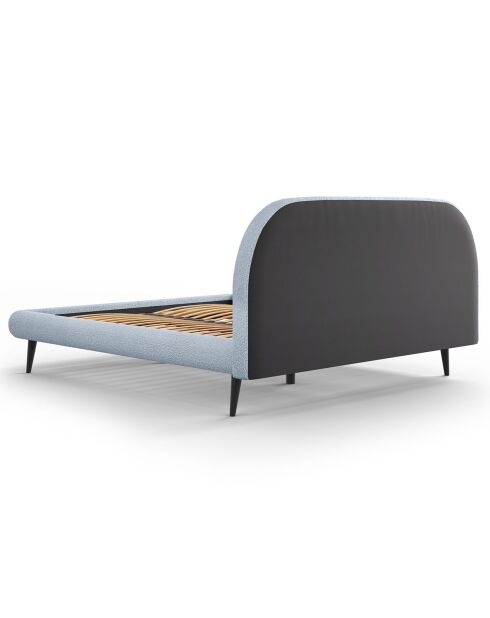 Cadre avec tête de lit Maia velours bouclé bleu clair - 160x200 cm