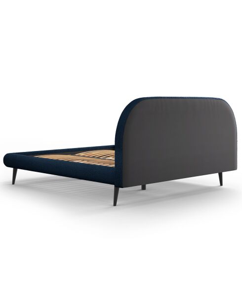 Cadre avec tête de lit Maia velours bouclé bleu foncé - 160x200 cm