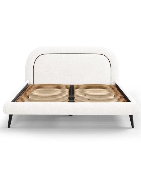 Cadre avec tête de lit Maia velours bouclé blanc - 180x200 cm