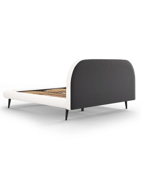 Cadre avec tête de lit Maia velours bouclé blanc - 180x200 cm