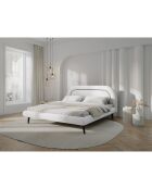 Cadre avec tête de lit Maia velours bouclé blanc - 180x200 cm