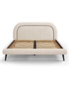Cadre avec tête de lit Maia velours bouclé beige - 180x200 cm