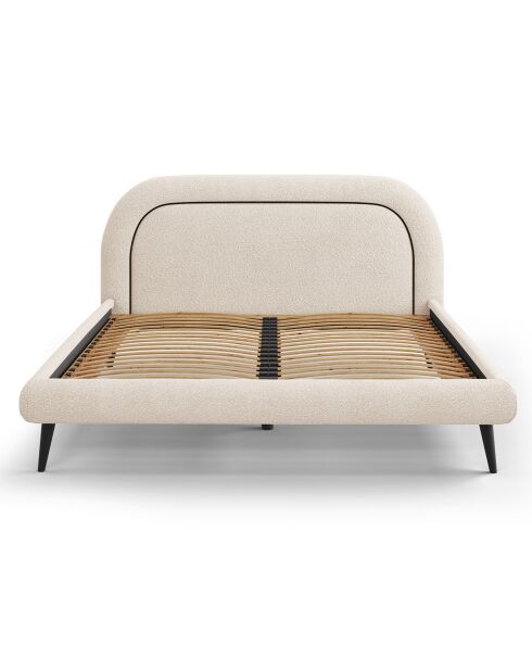 Cadre avec tête de lit Maia velours bouclé beige - 180x200 cm