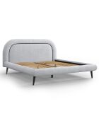 Cadre avec tête de lit Maia velours bouclé gris clair - 180x200 cm