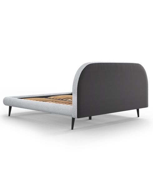 Cadre avec tête de lit Maia velours bouclé gris clair - 180x200 cm