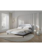 Cadre avec tête de lit Maia velours bouclé gris clair - 180x200 cm