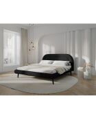 Cadre avec tête de lit Maia velours bouclé noir - 180x200 cm