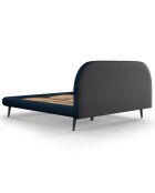 Cadre avec tête de lit Maia velours bouclé bleu foncé - 180x200 cm