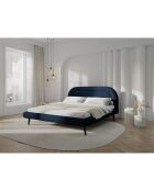 Cadre avec tête de lit Maia velours bouclé bleu foncé - 180x200 cm