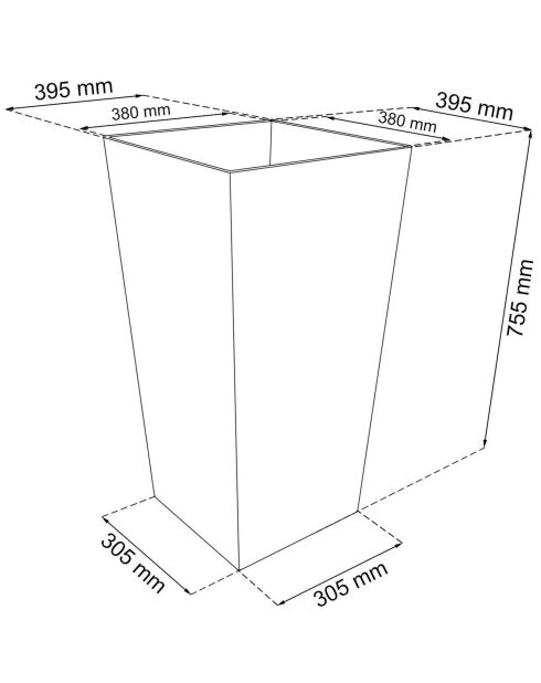 Pot 91.5L anthracite - 40x40x75 cm