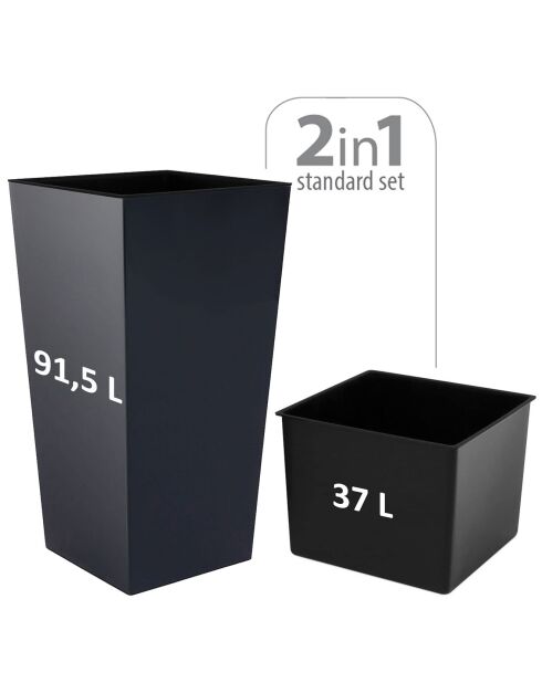 Pot 91.5L anthracite - 40x40x75 cm