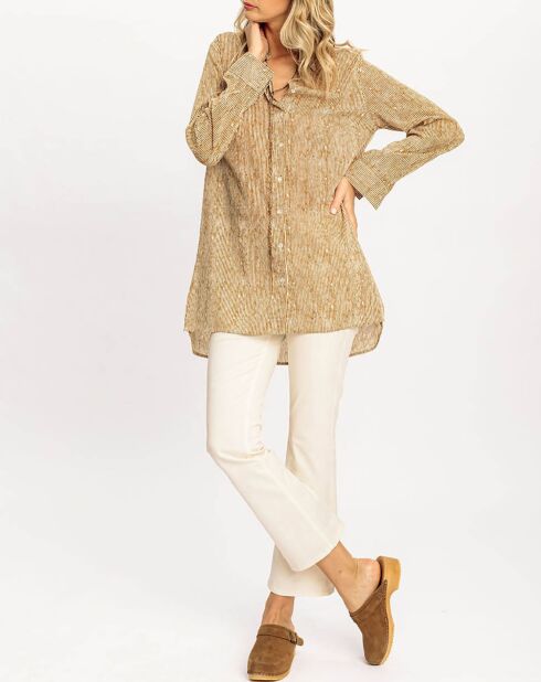 Chemise Cara à rayures chamois/blanc