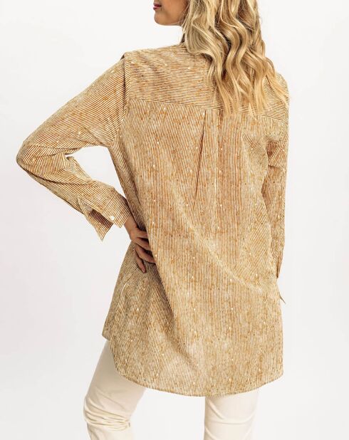 Chemise Cara à rayures chamois/blanc
