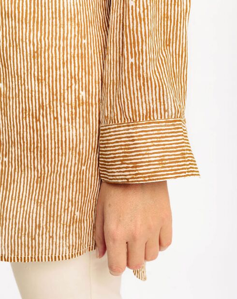 Chemise Cara à rayures chamois/blanc