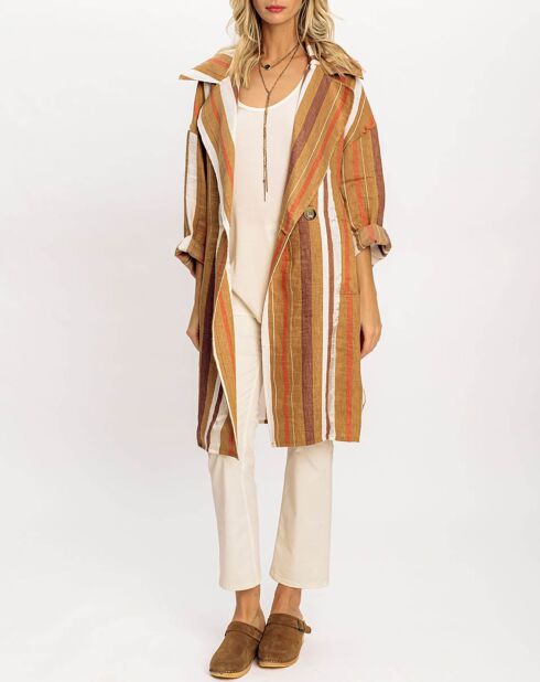 Veste Cara à rayures caramel