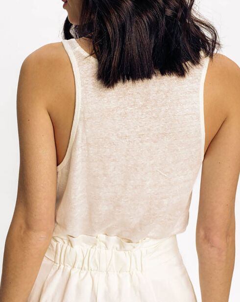 Ecrufarbenes Tanktop Essential aus 100% Leinen