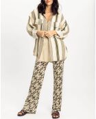 Chemise 100% Lin Joe cactus/beige
