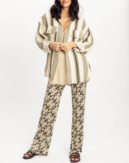 Chemise 100% Lin Joe cactus/beige