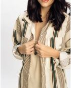 Chemise 100% Lin Joe cactus/beige