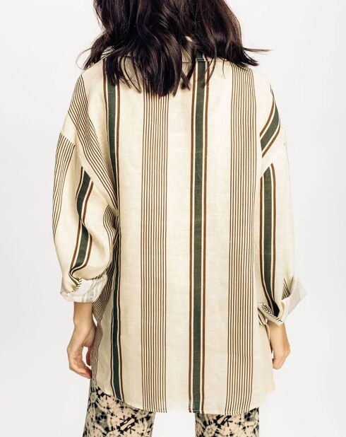 Chemise 100% Lin Joe cactus/beige