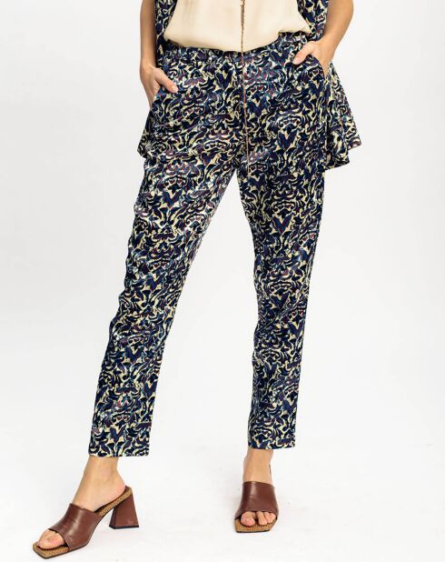 Pantalon Lou imprimé bleu/crème