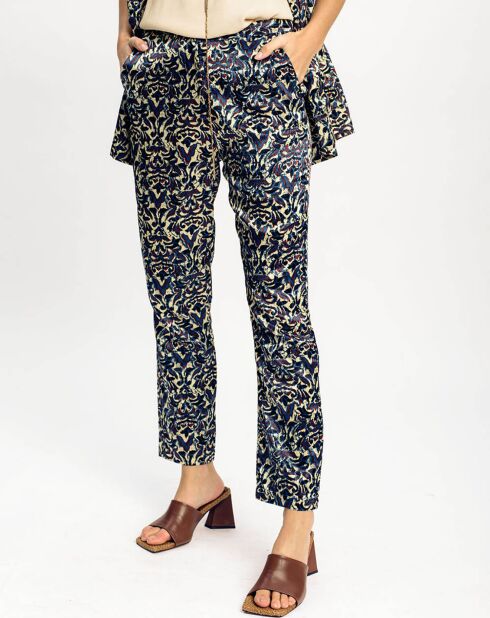 Pantalon Lou imprimé bleu/crème