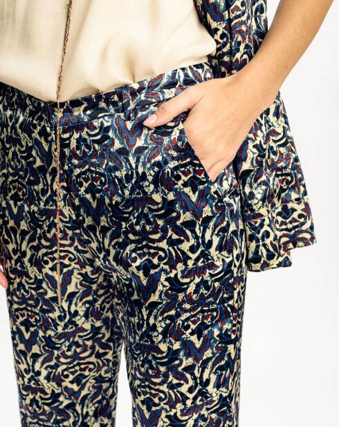 Pantalon Lou imprimé bleu/crème
