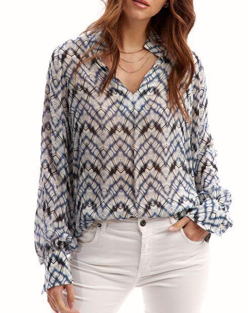 Blouse Mia indigo/écru