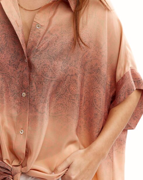 Hemd Sasha aus Seidenmix mit rosafarbenem Aufdruck