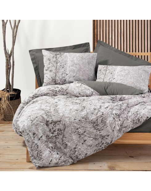 Parure housse de couette Odin marron/blanc