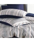 Parure housse de couette 100% Satin de Coton Coastal bleu indigo/crème