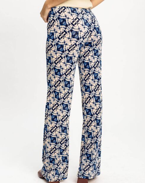 Pantalon Store imprimé bleu arctique/écru