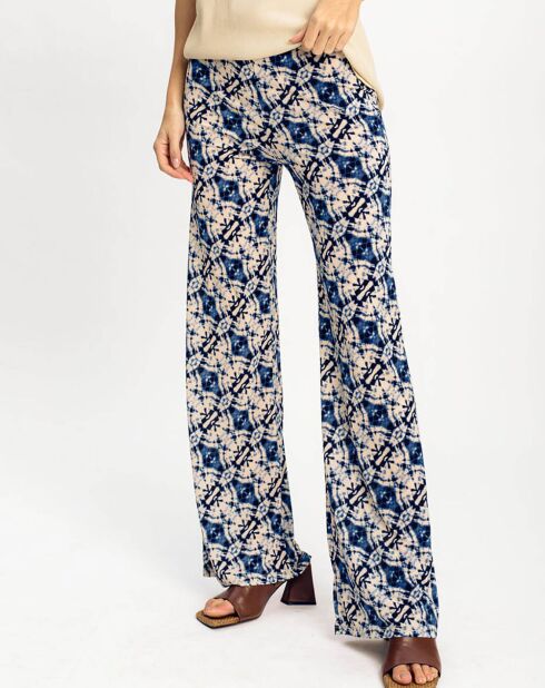 Pantalon Store imprimé bleu arctique/écru