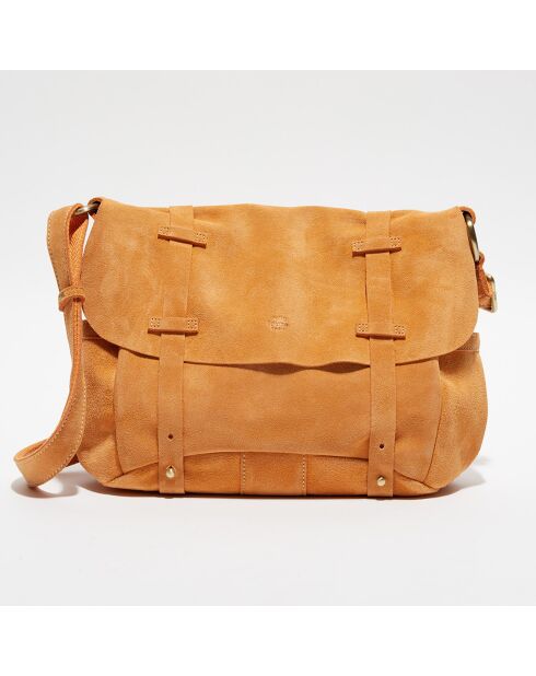 Sac en Cuir Bernie V  pêche - 25x33x9 cm