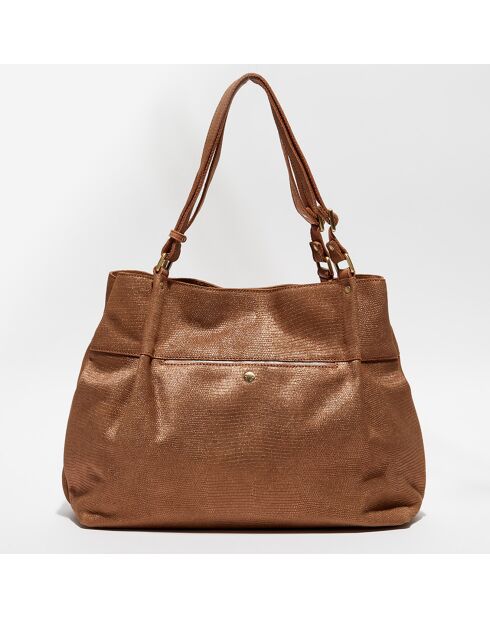 Sac cabas en Cuir Rozenn L camel - 31x43x11 cm