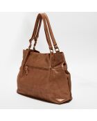 Sac cabas en Cuir Rozenn L camel - 31x43x11 cm